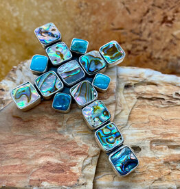 Turquoise & abalone cross