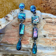 Abalone 4 stone dangle earrings