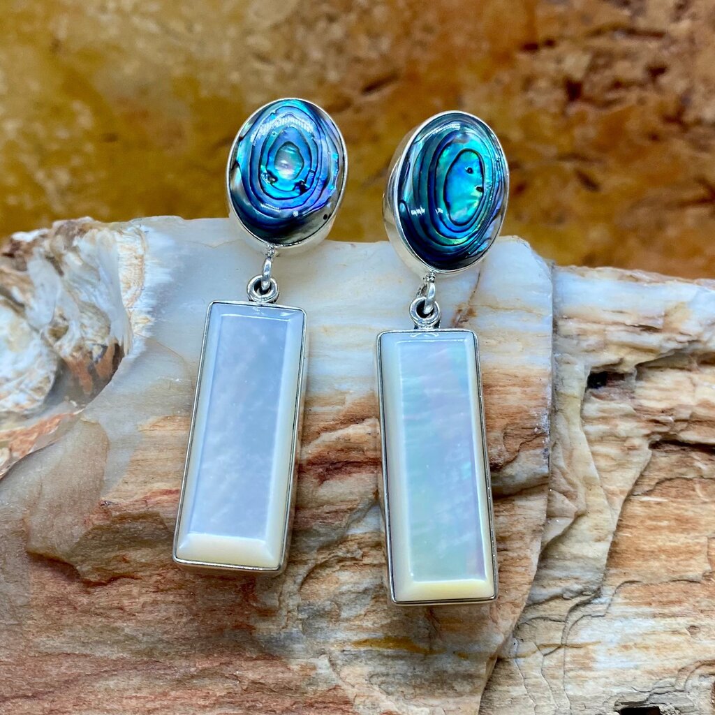 Abalone & mother of pearl post earrings