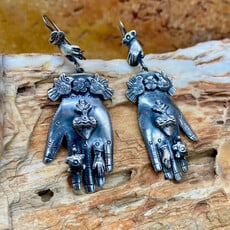 Sterling Silver Milagros Hand Earrings