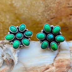 NV Green Turquoise Flower Post Earrings