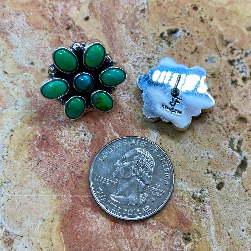 NV Green Turquoise Flower Post Earrings