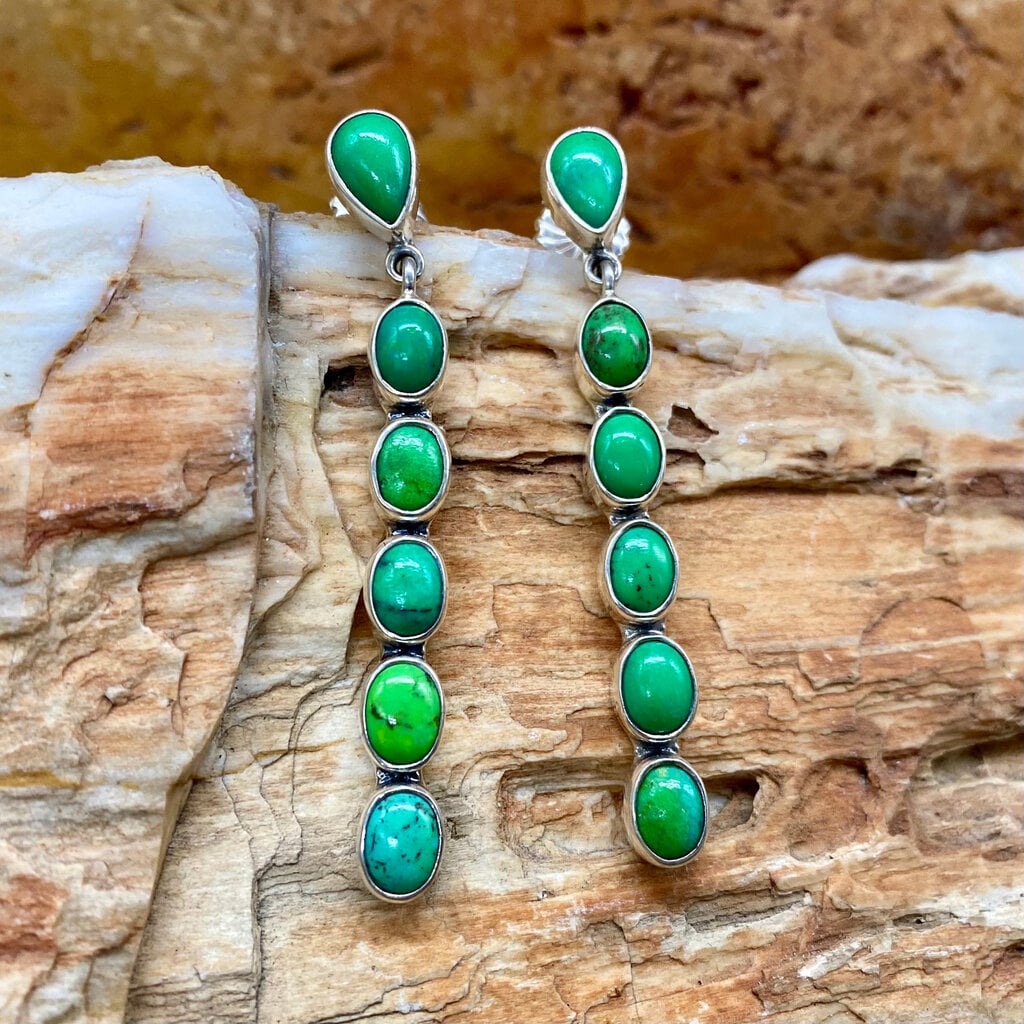NV Green Turquoise 6-stone Long Earrings