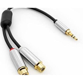 3.5mm  MALE TO 2 (DUAL) RCA FEMALE CABLE 6"