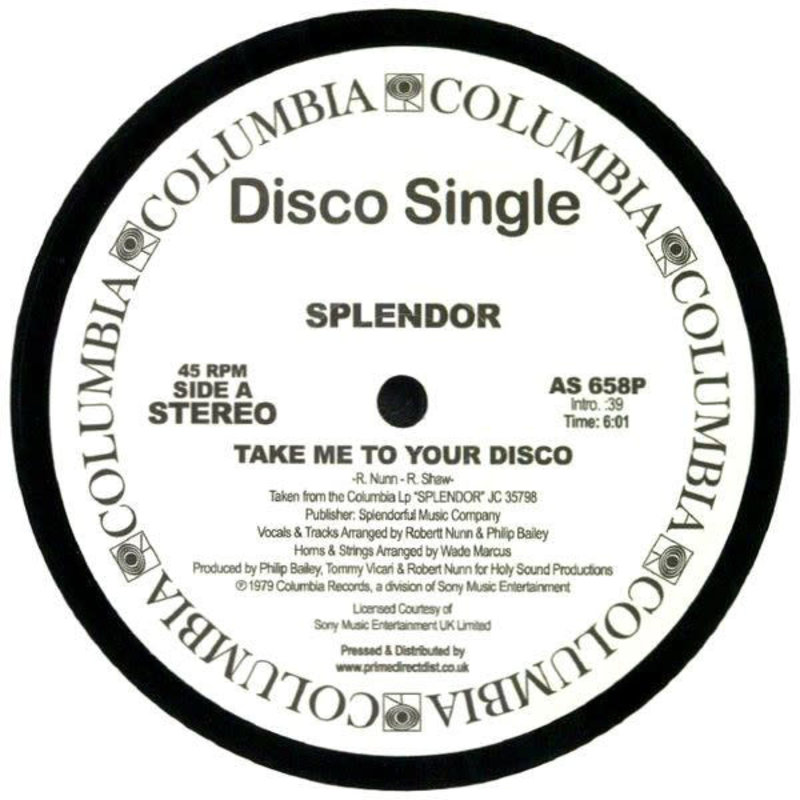 Splendor – Take Me To Your Disco / Special Lady 12"