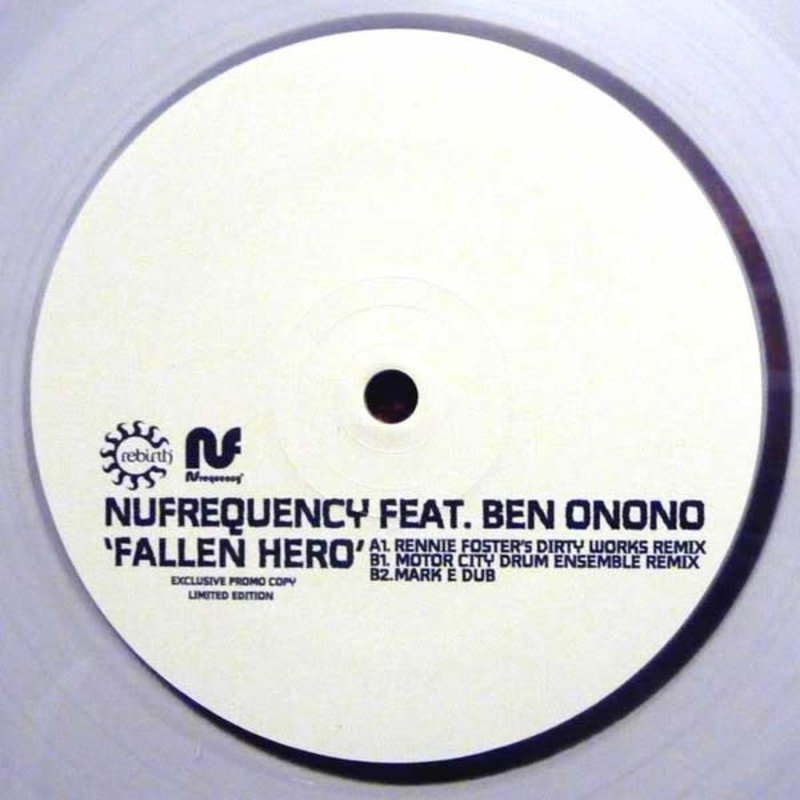 HS NUfrequency Feat. Ben Onono ‎– Fallen Hero 12" (2015), Clear vinyl