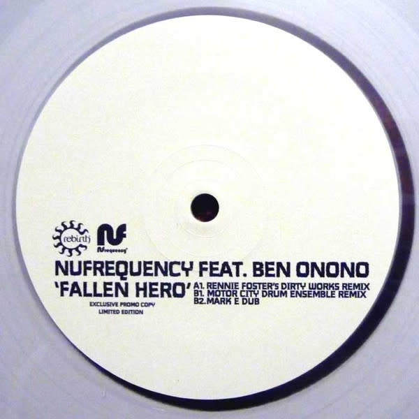 HS NUfrequency Feat. Ben Onono ‎– Fallen Hero 12" (2015), Clear vinyl