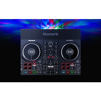 Numark Party Mix Live DJ Controller with Built-In Light Show and Speakers with Mixer and Audio Interface + Serato DJ Lite