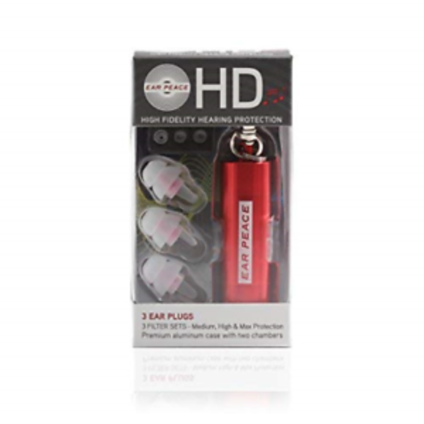 EAR PEACE - HD HEARING PROTECTION  3 filters (CLEAR/RED CASE)