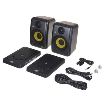 KRK GoAux 4 [4" Portable Speaker/Monitor *Bluetooth/TRS(1/4)/RCA/AUX/USB-B* +Case+Stand+ARC Microphone+Speaker Cable/ Power Cable