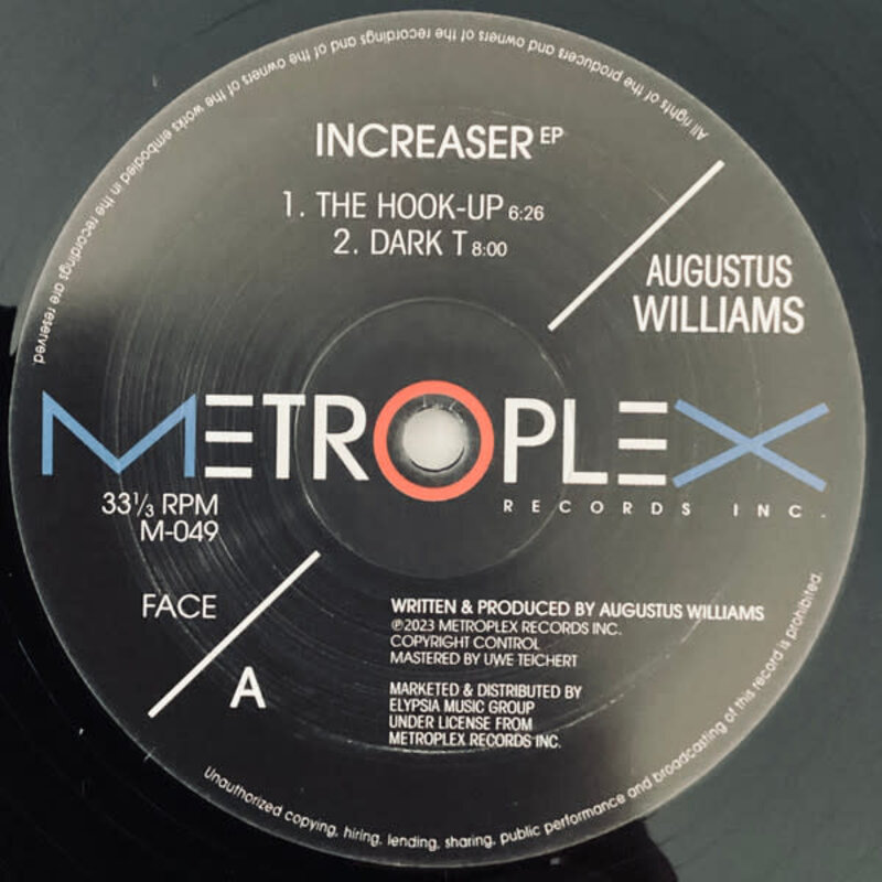 Augustus Williams – Increaser EP 12" (2023 Metroplex)