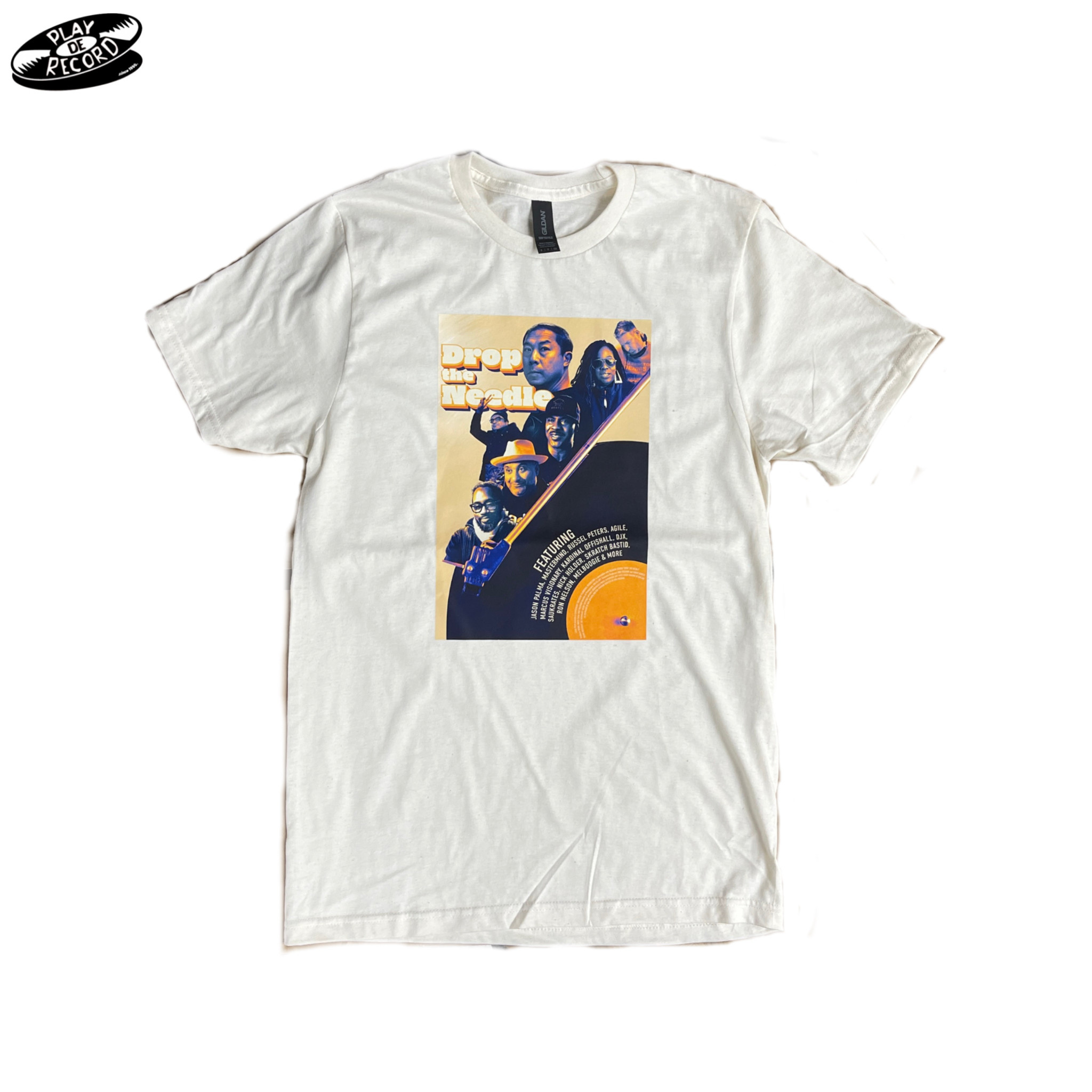 Drop The Needle Cast Member Movie Poster T-Shirts [CREAM]