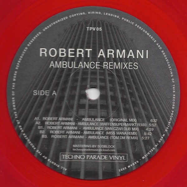 Robert Armani – Ambulance Remixes 12" (2022, Techno Parade Vinyl)