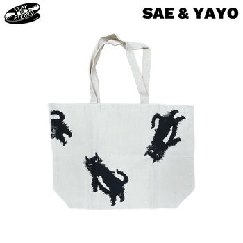 Sae & Yayo Handprinted Silkscreen Cat WIDE Tote Bag