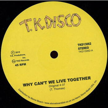 Timmy Thomas – Why Can't We Live Together (LNTG Remix) 12" (2024 Repress, T.K. Disco)