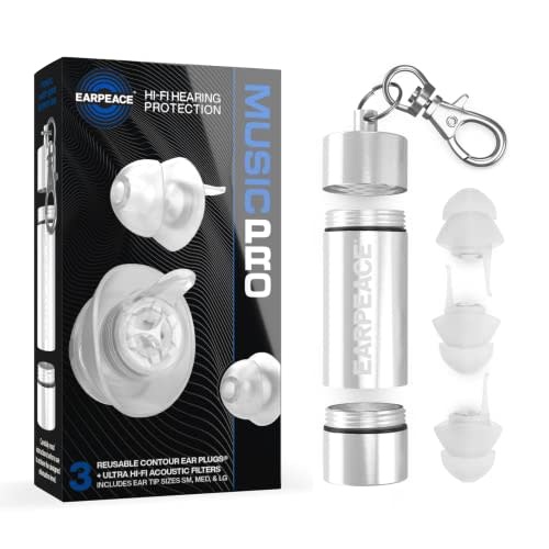 EARPEACE "MUSIC PRO" Hi-Fi Hearing Protection **w/ 3 Reusable Contour Ear Plugs + Ultra Hi-Fi Acoustic Filters + Aircraft Aluminum Case