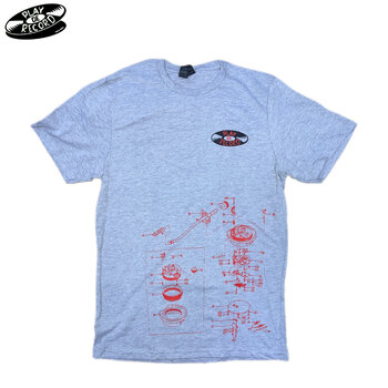 Play De Record Turntable Mechanic T-Shirt [GREY w/ RED Prints]