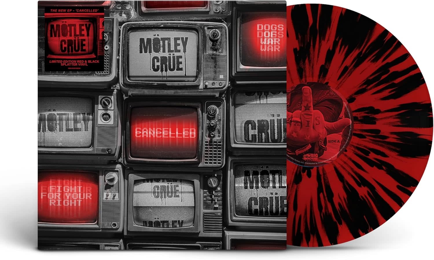 Mötley Crüe – Cancelled 12" (2024, Red & Back Splatter Vinyl)