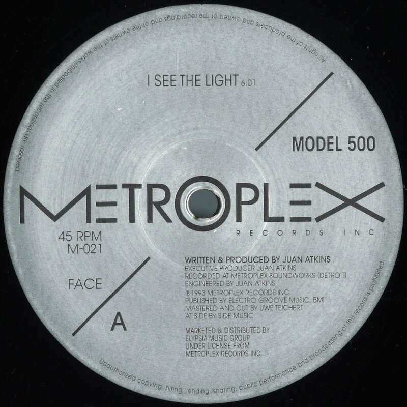 Model 500 – I See The Light / Pick Up The Flow 12" (2024 Reissue, Metroplex)