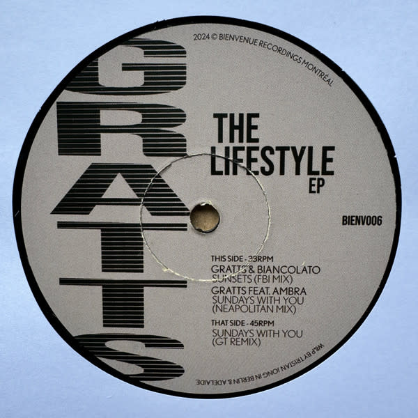 Gratts – The Lifestyle EP 12" (2024, Bienvenue Recordings)