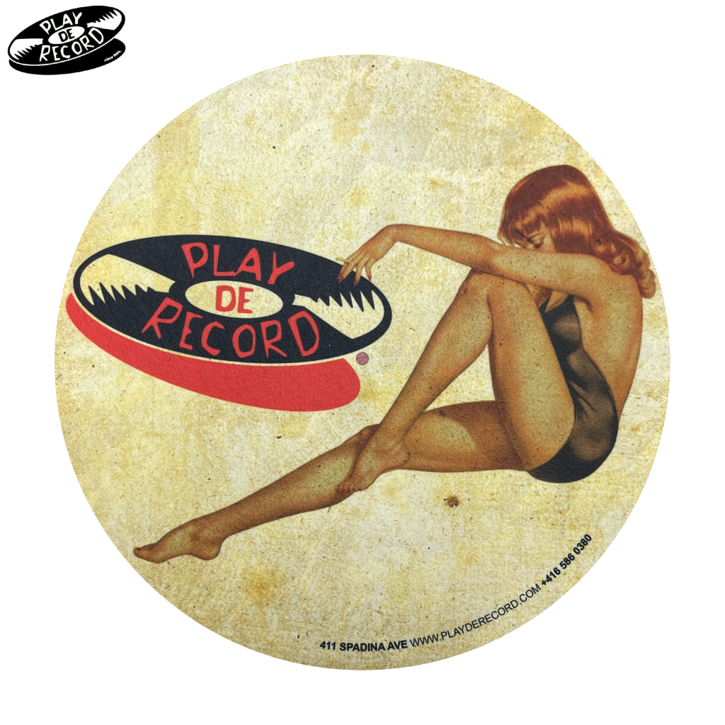 Play De Record Logo and Pin-Up Girl w/ Black Dress Slipmat