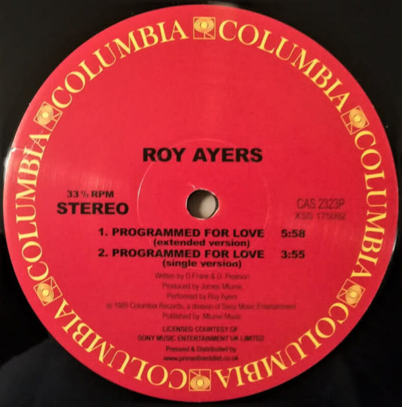 Roy Ayers ‎– Programmed For Love 12” (2017 Reissue, Columbia)