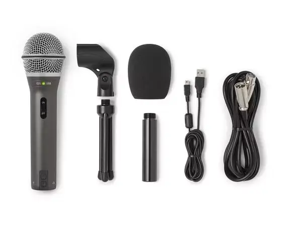 Samson Q2U USB Dynamic Microphone Recording and Podcasting Pack (USB/XLR) w/ Accessories (Mic Clip, Tripod, Windscreen, XLR+USB Cable)