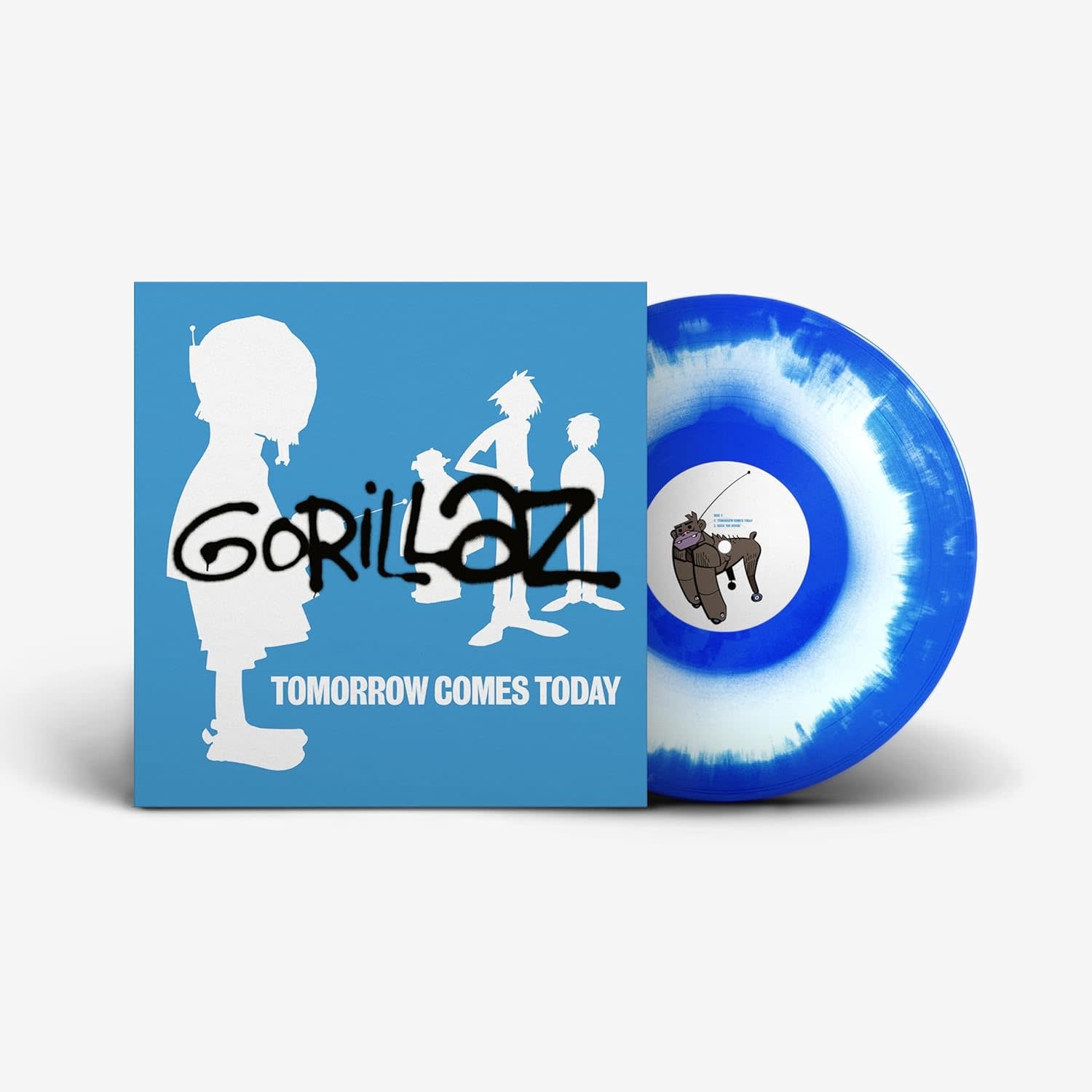 Gorillaz – Tomorrow Comes Today 12" (2025 Reissue, White and Blue Colour-in-Colour Vinyl, Parlophone)