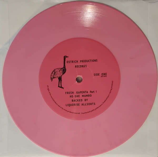 He-She Mambo Backed by Liquorise Allsorts ‎– Fresh Kapenta 7" (2021, Pink Vinyl, Ostrich Productions Records / Strawberry Rain)