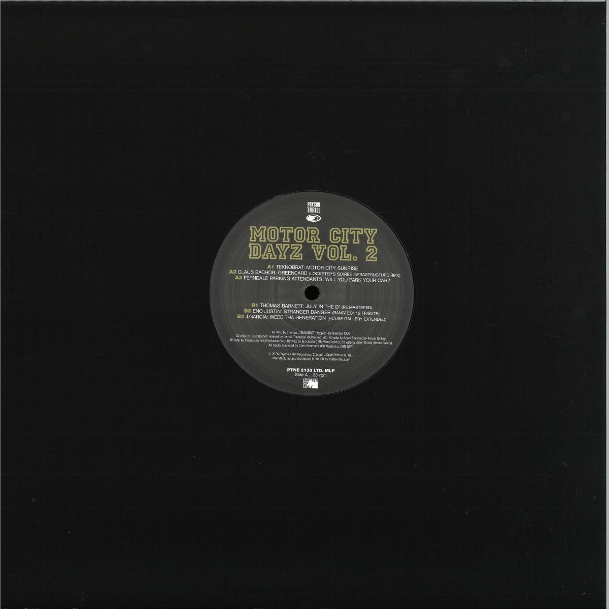 Teknobrat & Claus Bachor & J. Garcia - Motor City Days Vol.2 12" (2025, Psycho Thrill)