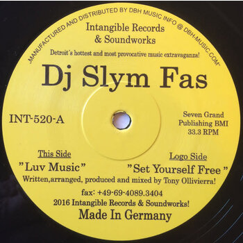 DJ Slym Fas - Luv Music 12" (2016 Reissue)