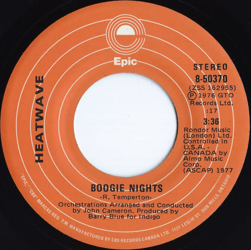 (VINTAGE) Heatwave - Boogie Nights 7" Single [VG+](1976,Canada)