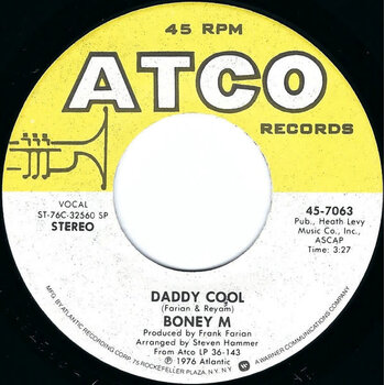 (VINTAGE) Boney M - Daddy Cool 7" Single [VG+](1976 ATCO Records,US), SP - Specialty Pressing