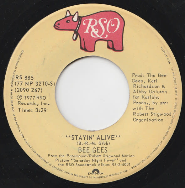 (VINTAGE) Bee Gees - Stayin' Alive 7" Single [VG](1977,Canada)