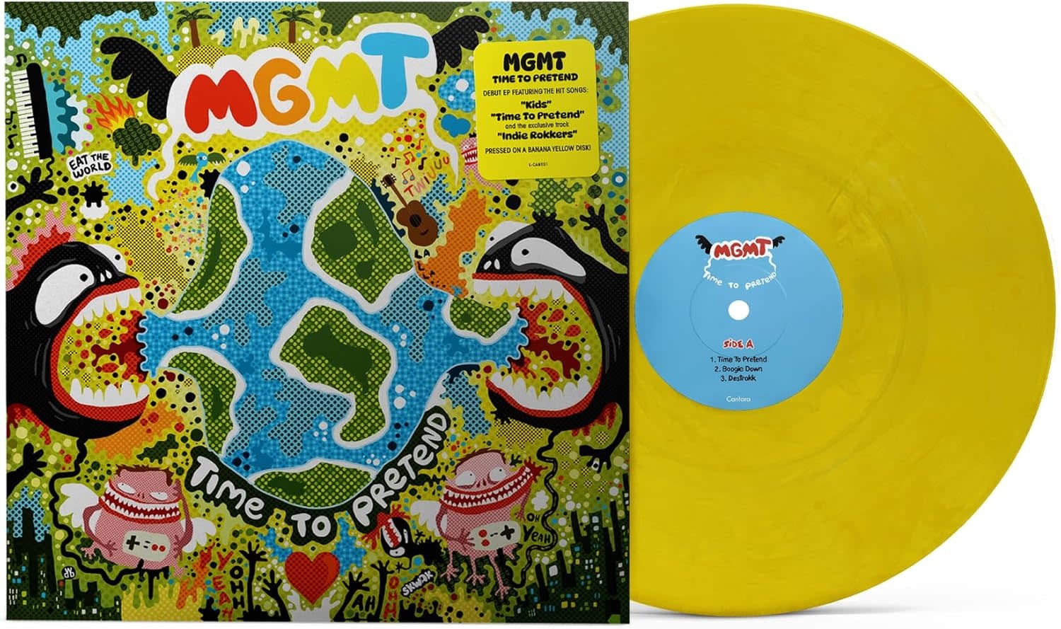 MGMT – Time To Pretend 12" (2025 Reissue, Banana Yellow Vinyl, Cantora Records)