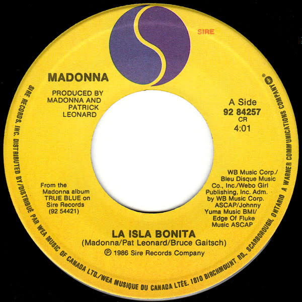 (VINTAGE) Madonna - La Isla Bonita 7" Single [VG](1987,Canada)