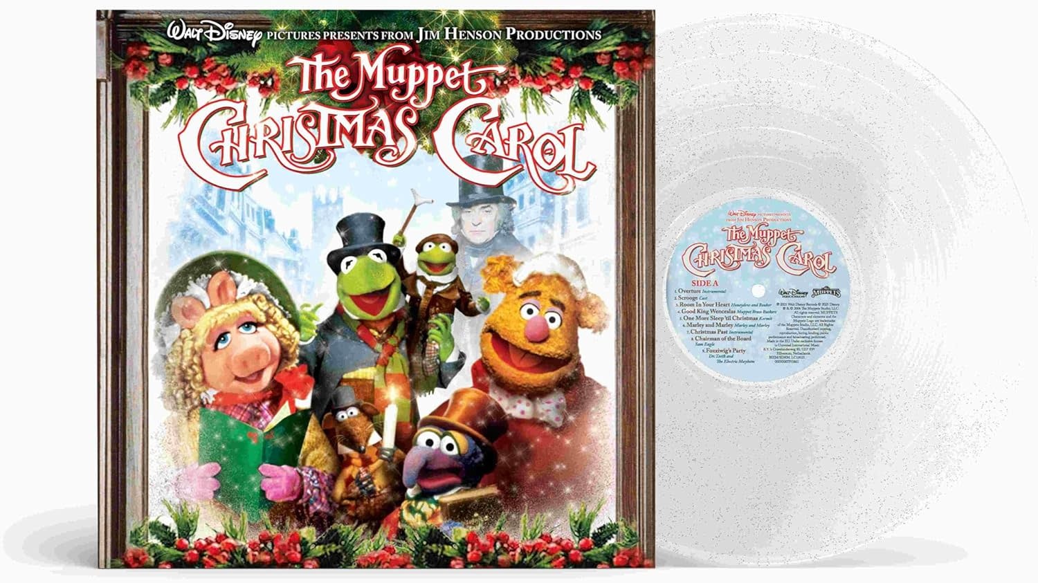 The Muppets, Various – The Muppet Christmas Carol LP (2025 Reissue, Transparent Silver Glitter Vinyl, Universal International Music B.V.)