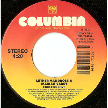 (VINTAGE) Luther Vandross & Mariah Carey - Endless Love 7" Single [VG+](1994,US)