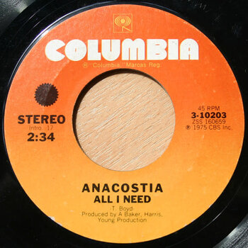 (VINTAGE) Anacostia - All I Need / One Less Morning 7" Single [VG] (1975,US)