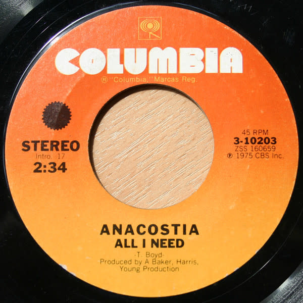 (VINTAGE) Anacostia - All I Need / One Less Morning 7" Single [VG] (1975,US)