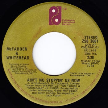 (VINTAGE) McFadden & Whitehead - Ain't No Stoppin' Us Now 7" Single [VG](1979,Canada)