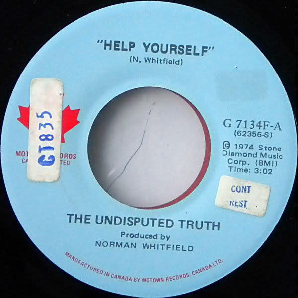 (VINTAGE) The Undisputed Truth - Help Yourself / What's Going On 7" [VG+](1974,Canada)