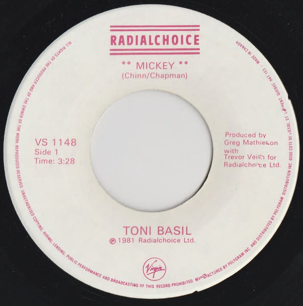 (VINTAGE) Toni Basil - Mickey 7" Single [VG](1981,Canada)