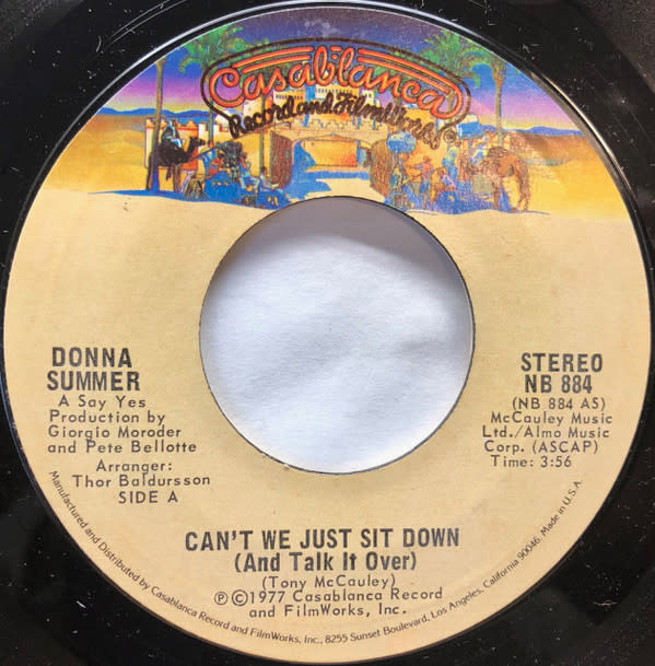 (VINTAGE) Donna Summer - Can't We Just Sit Down (And Talk It Over)/I Feel Love 7" Single [VG+] (1977,US)