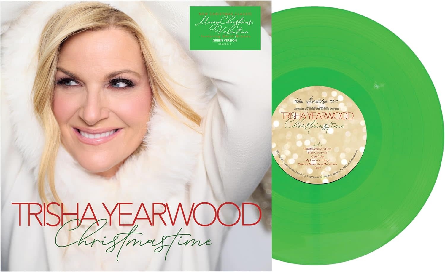Trisha Yearwood – Christmastime LP (2025, Green Vinyl, Gwendolyn Records, LLC)
