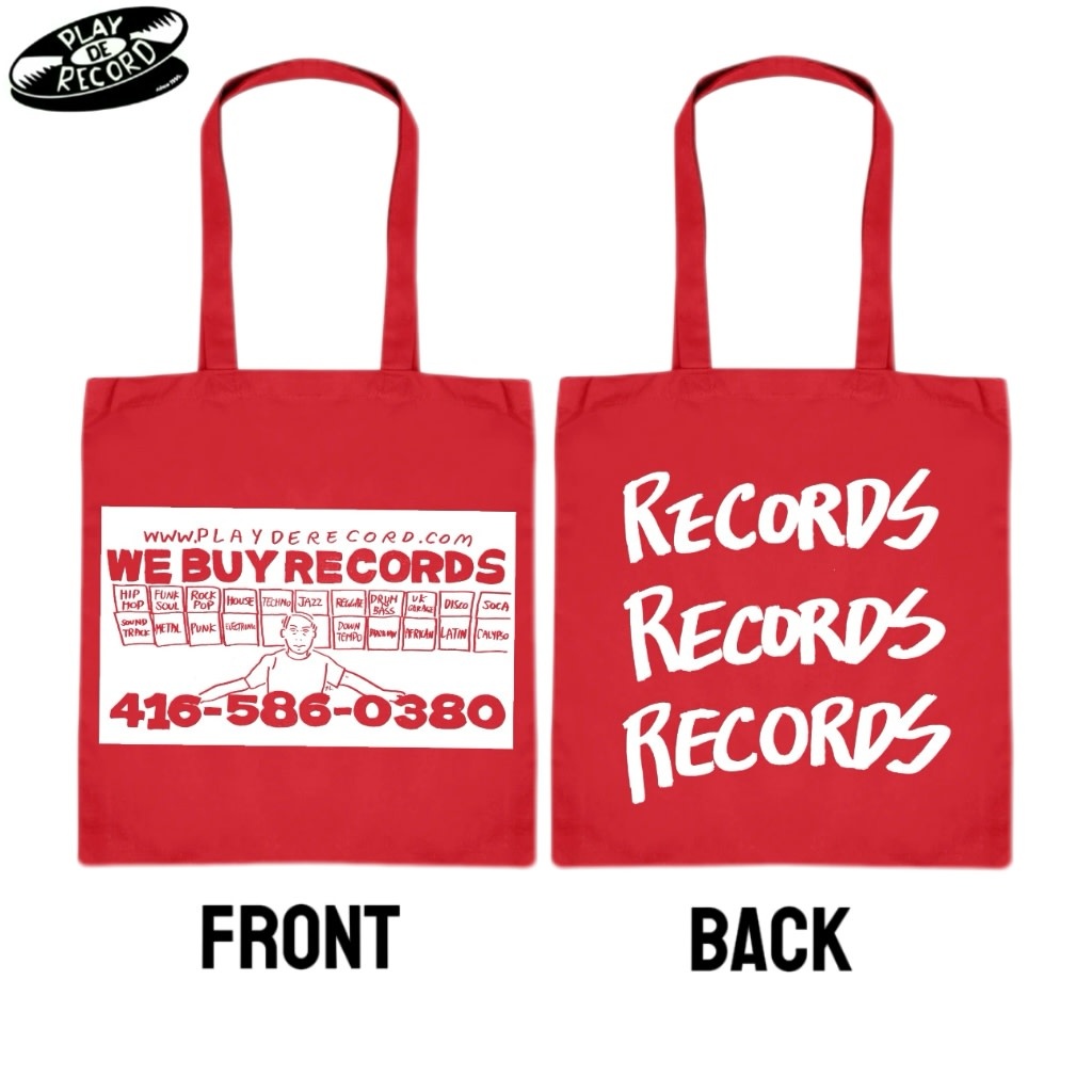 Play De Record 2026 Red Tote Bag (holds aprox. 8 albums)