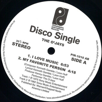 The O'Jays – I Love Music 12" (Reissue, Philadelphia International Records)