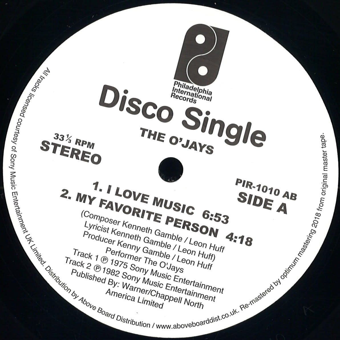 The O'Jays – I Love Music 12" (Reissue, Philadelphia International Records)