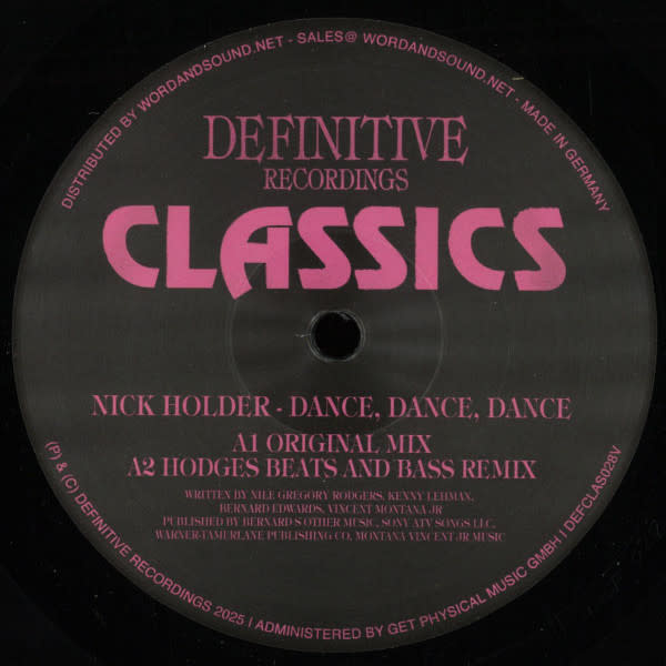 Nick Holder – Dance, Dance, Dance 12" (2026, Definitive Recordings)