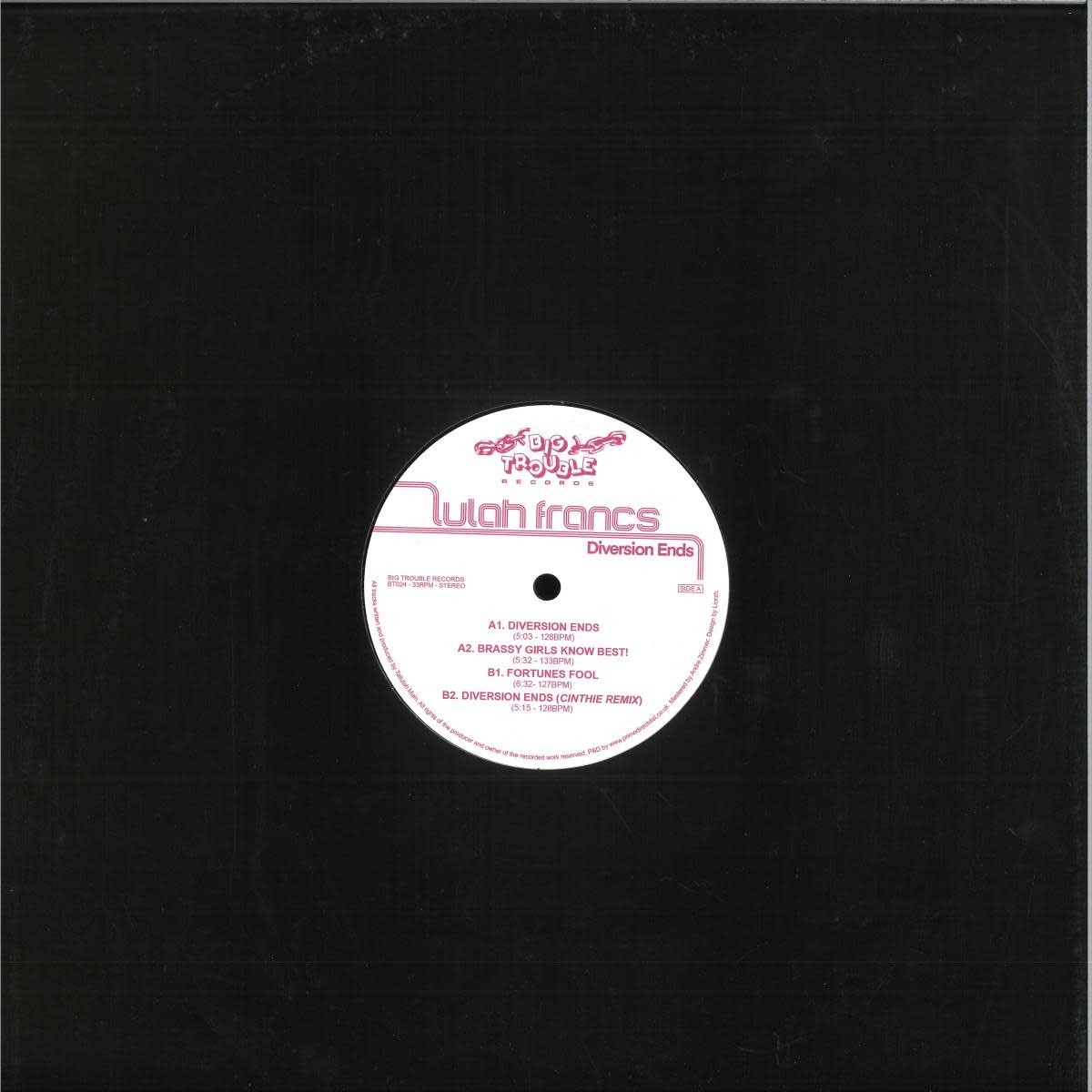 Lulah Francs – Diversion Ends (Cinthie Remix) 12" (2026, Big Trouble)